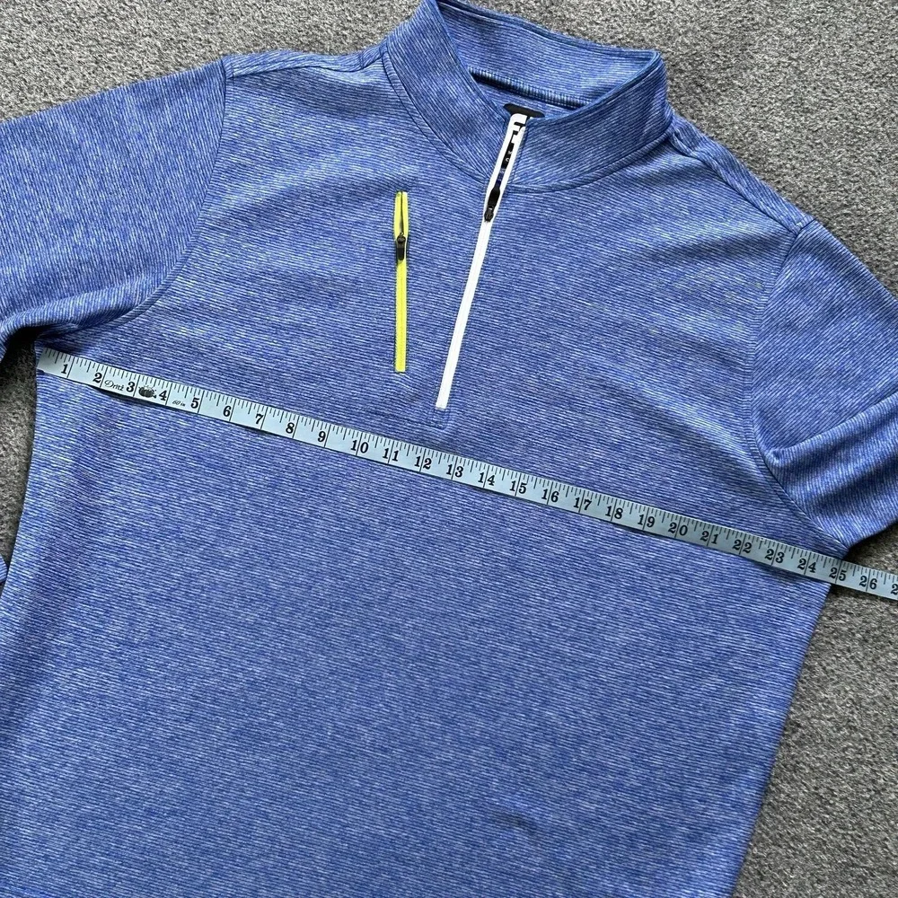 FootJoy Pullover Men XL Royal Blue Heather Pinstripe Half Zip Pullover Golf Top